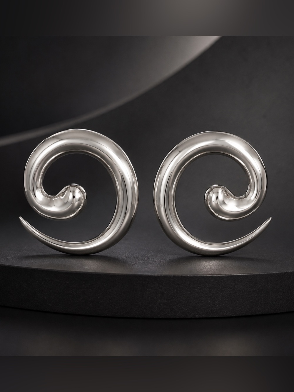 Silver Spiral Hoop Earrings - Modern Jewelry